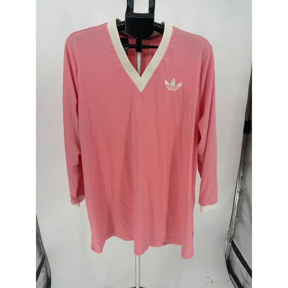 Adidas Mini Dress Women XL Pink Excellent Long Sleeve Trefoil V-Neck Sporty